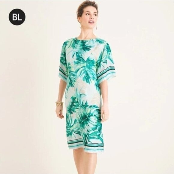 Chico's Dresses & Skirts - NWT Chico's Black Label Asymmetrical Palm-Print Kimono Dress